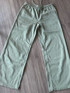 Vanilla Star Olive Green Wide Leg Drawstring Pants